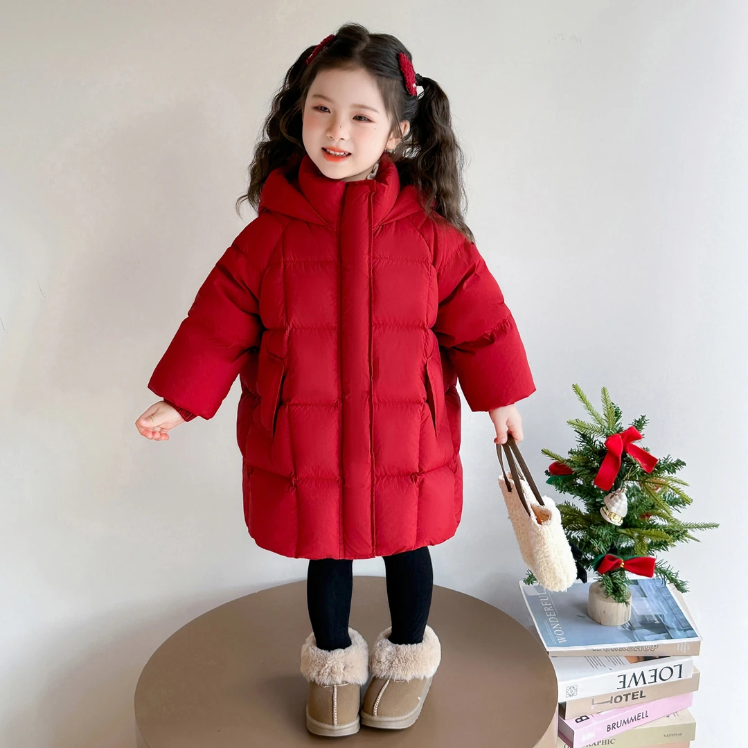 女童羽绒服冬季2025新款儿童白鸭绒保暖外套冬装中长款羽绒棉服潮