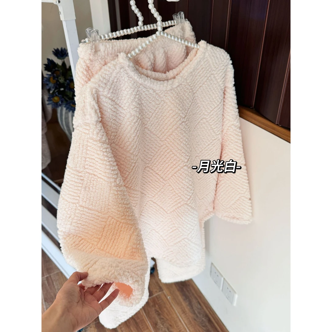 法兰绒珊瑚绒加厚睡衣女士冬季2025新款家居服女款套装加绒秋冬款