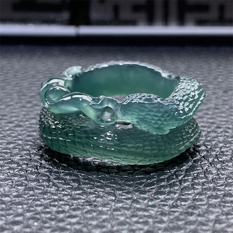 【蛇蛇如意】天然翡翠A货盘蛇戒指个性时尚精雕工指环多样性发其一