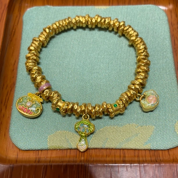 足金999蓝色系盘缠手串