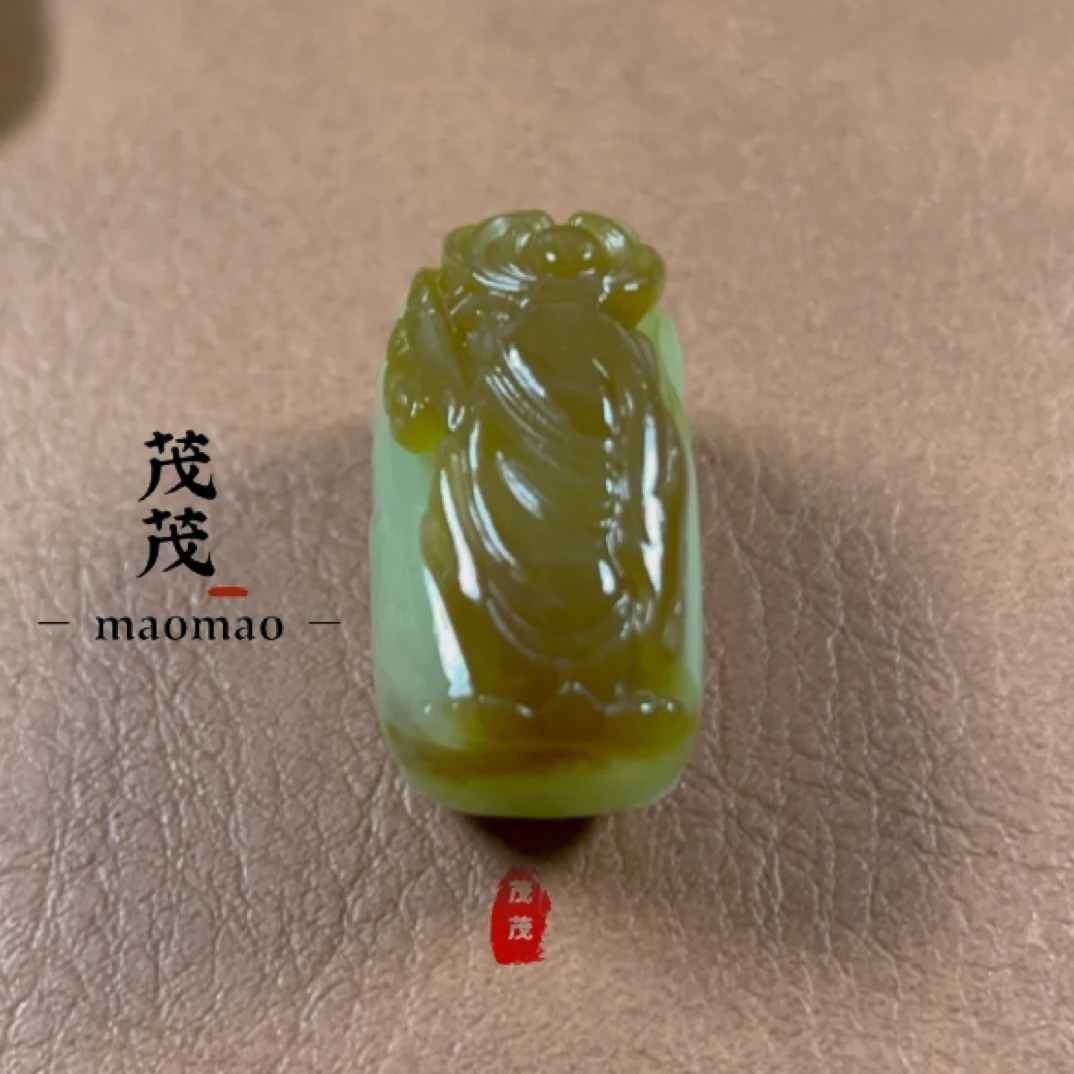 天然和田玉金山糖料悟道纯手工雕刻孤品