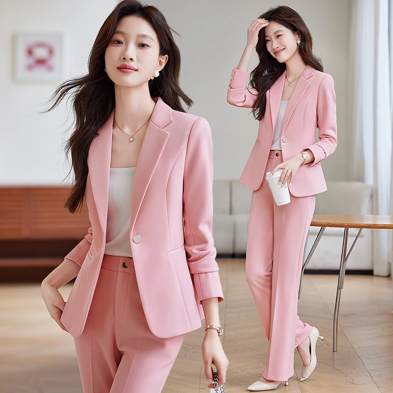 粉色西装洋气女2025新款正装高级感气质职场职业装工作服西服外套