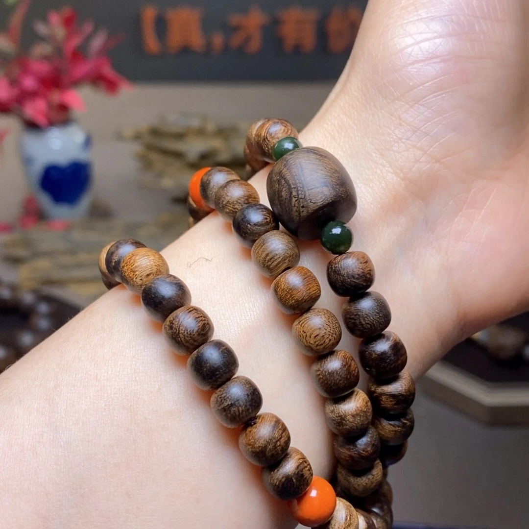 沉香手串越南芽庄紫棋瘤疤6×8设计