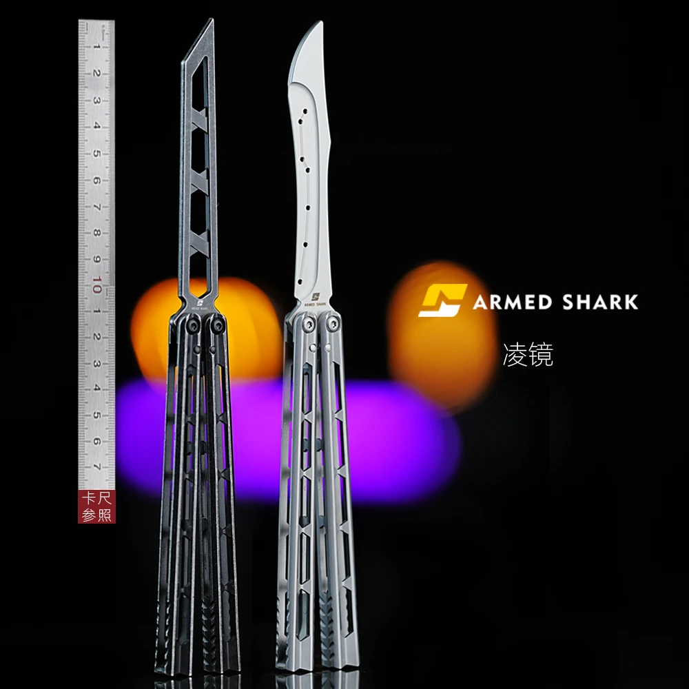 战鲨棱镜 钢柄蝴蝶刀【桔梗balisong】原创 花式 新手训练未开刃