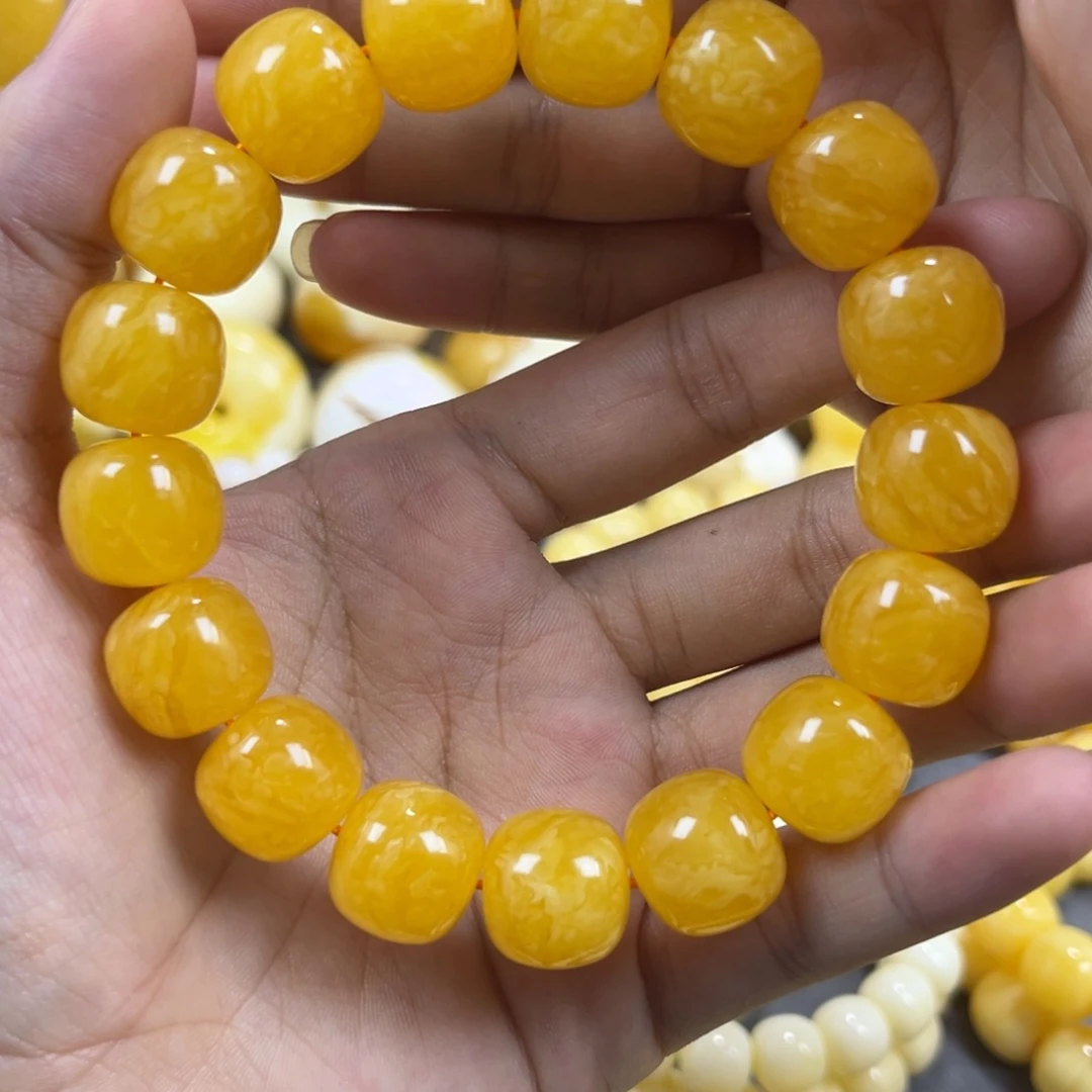 琥珀未镶嵌手串同料老邢手串14.4mm
