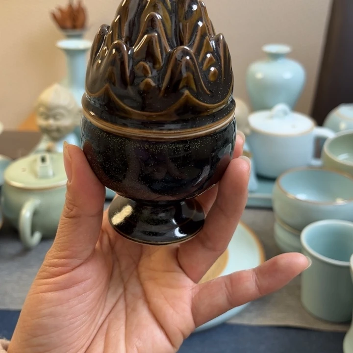 汝瓷茶叶末博山小香炉