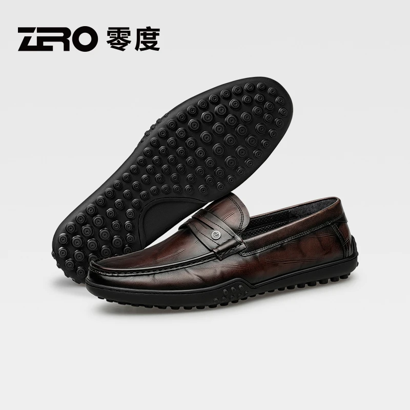 ZRO零度豆豆鞋男25秋季新款商务时尚一脚蹬乐福皮鞋舒适驾车鞋潮