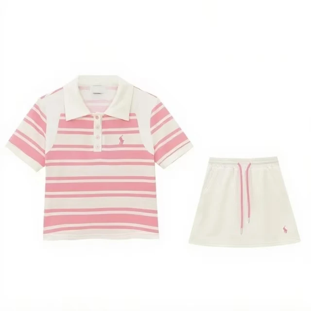 高级设计师原创新款时尚女装拼接条纹翻领显瘦气质套装