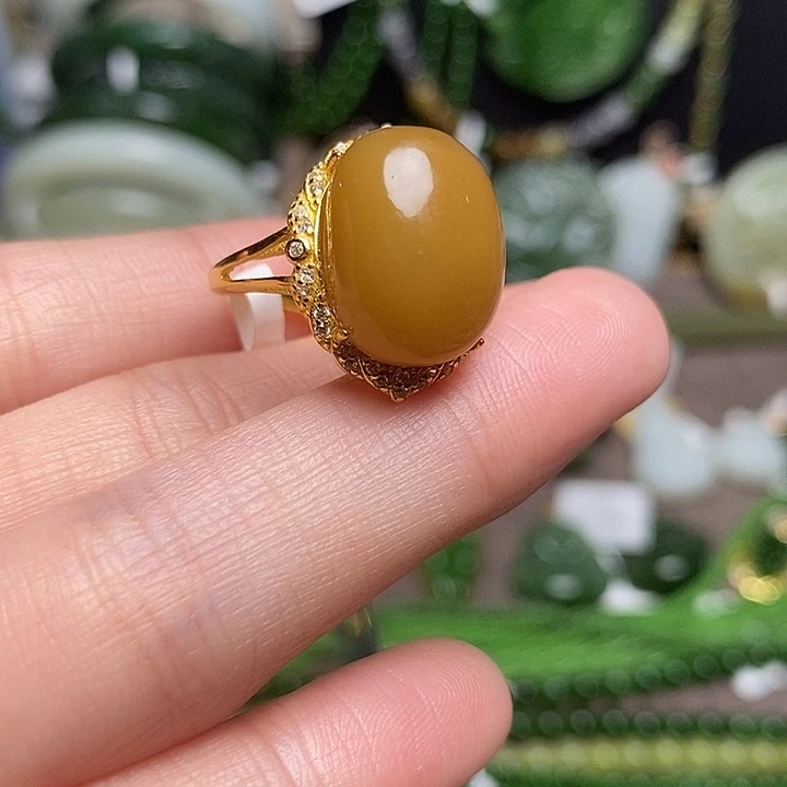 和田玉银S925镶嵌戒指