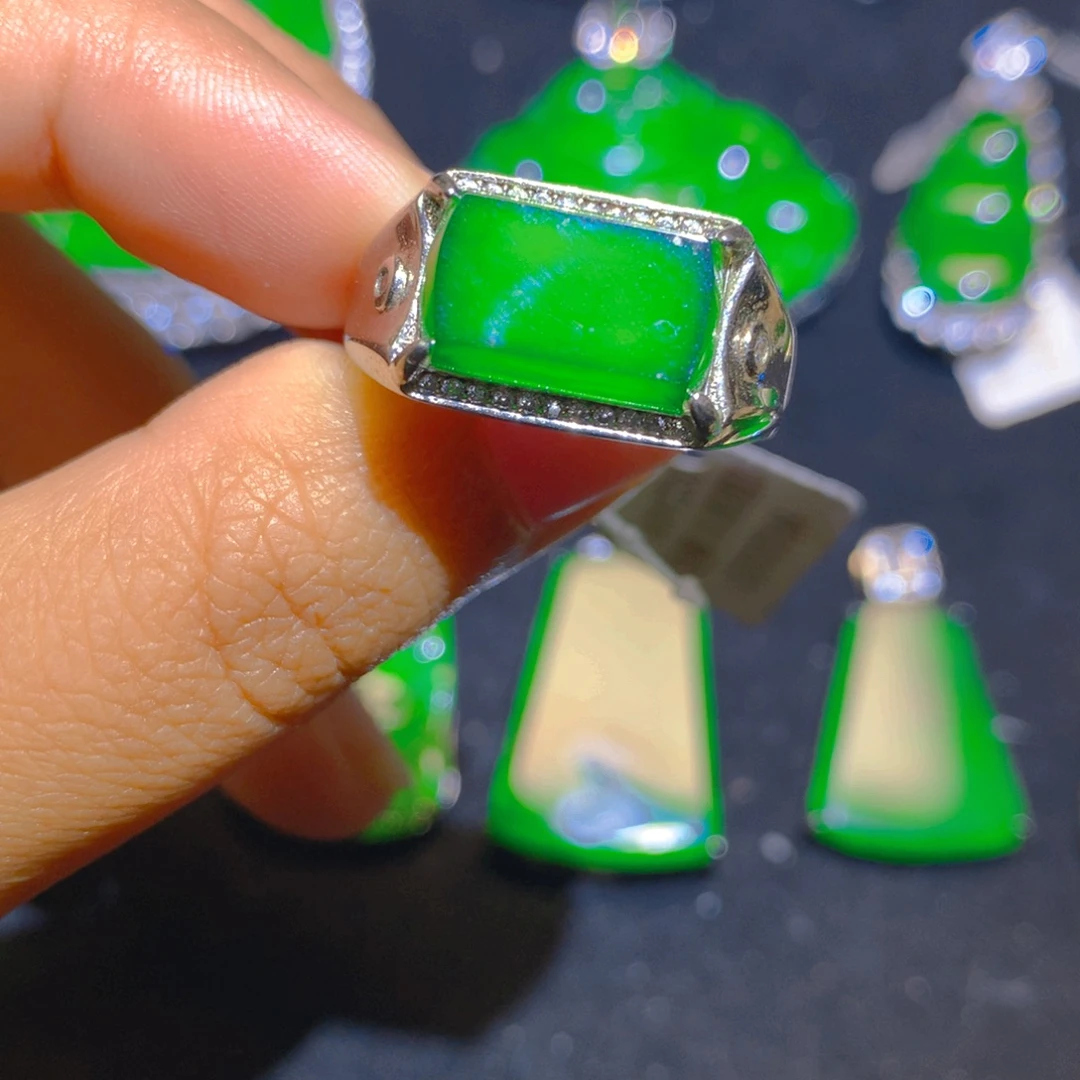 翡翠银S925镶嵌戒指