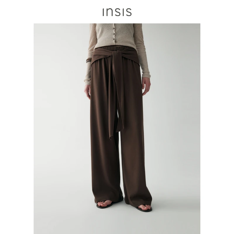 INSISFEMME飘带围裹针织长裤FN25212208
