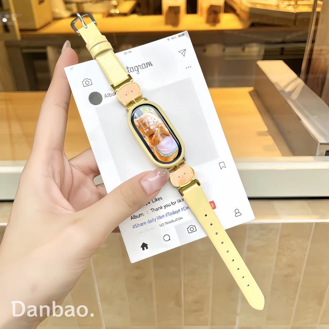 《黄油小熊》适用于手环新款9亮面皮质8表带小米手环10