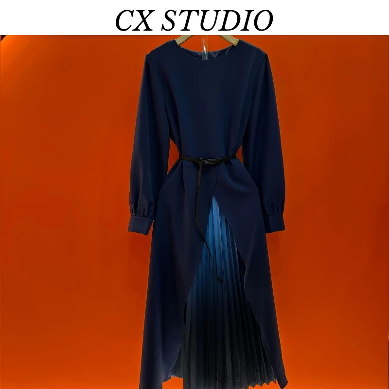 宫廷风古典优雅连衣裙通勤设计感灵动飘逸假两件长裙S6286