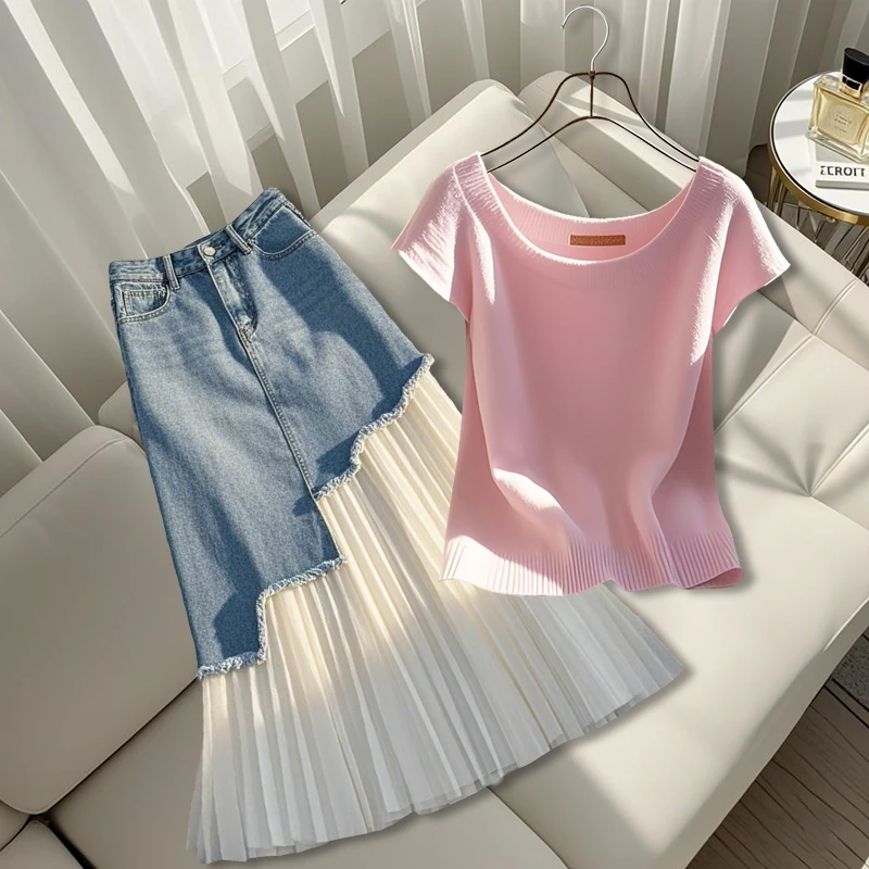 2025夏季五一出游多巴胺穿搭小众高级感显瘦上衣不规则拼接半身裙