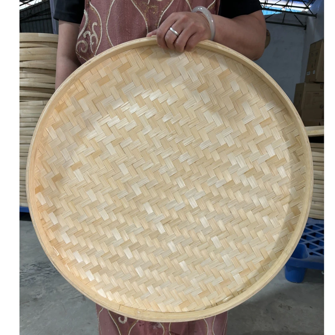 竹黄无孔60公分家用晾晒收纳竹编簸箕