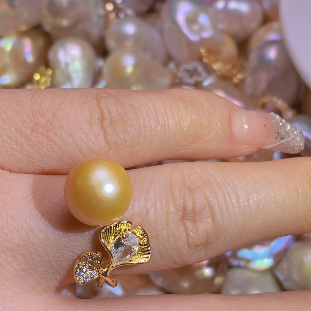 银S925镶嵌淡水珍珠天然淡水珍珠无染色无优化