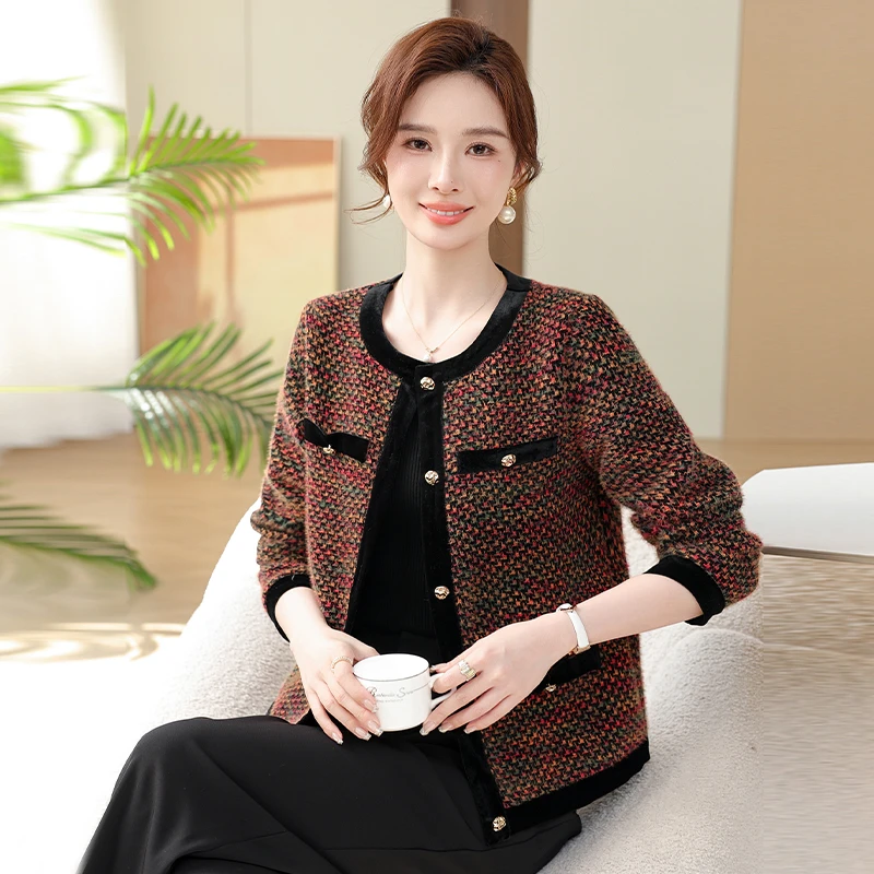 中年妈妈春装洋气小香风外套短款2025新款中老年女春秋季洋气上衣