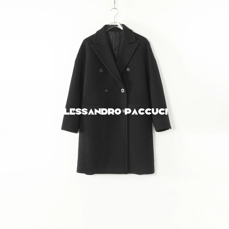 AP洛哥54005DY/-1【海军大衣】美丽诺羊毛翻领双排扣中长气质大衣