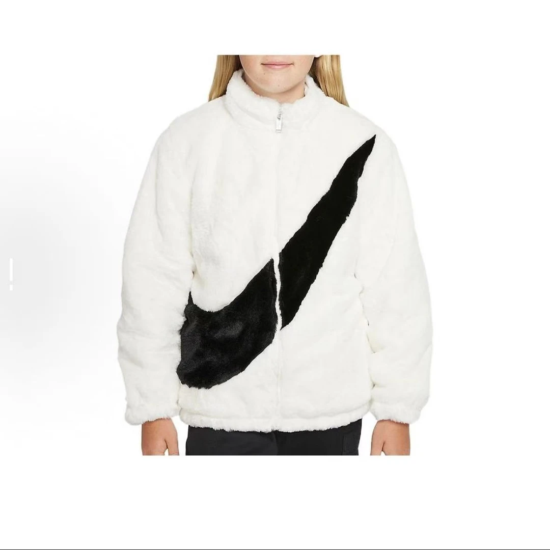 NIKE/耐克夹克外套 纯色大Logo拉链立领 白色 儿童款FD5006-133