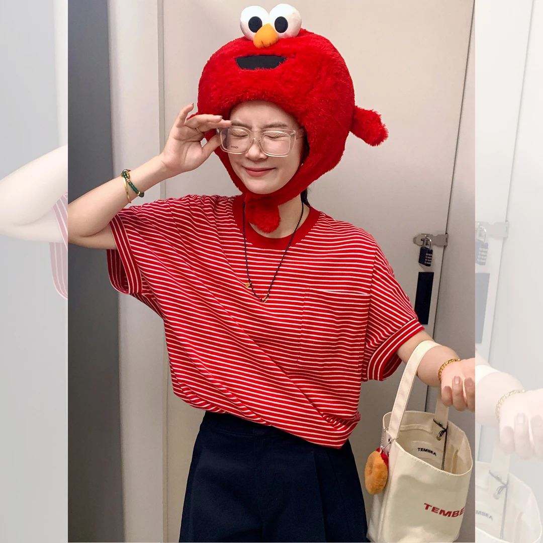 莉贝琳sisy条纹T恤女条纹连肩袖百搭休闲薄上衣S25307TS03