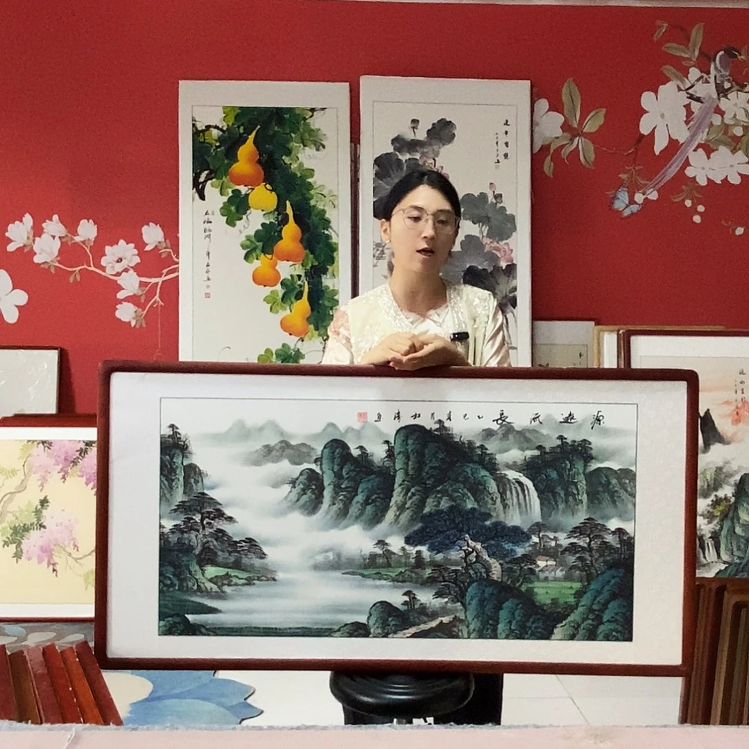 国画手写手绘带框包邮国画作品62✖️122