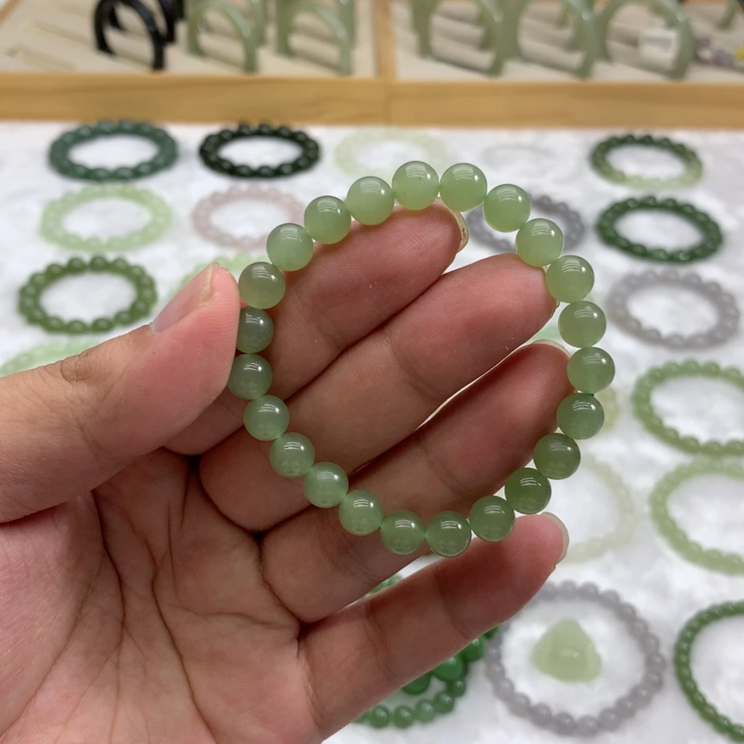 未镶嵌手串和田玉（晴绿7.8）