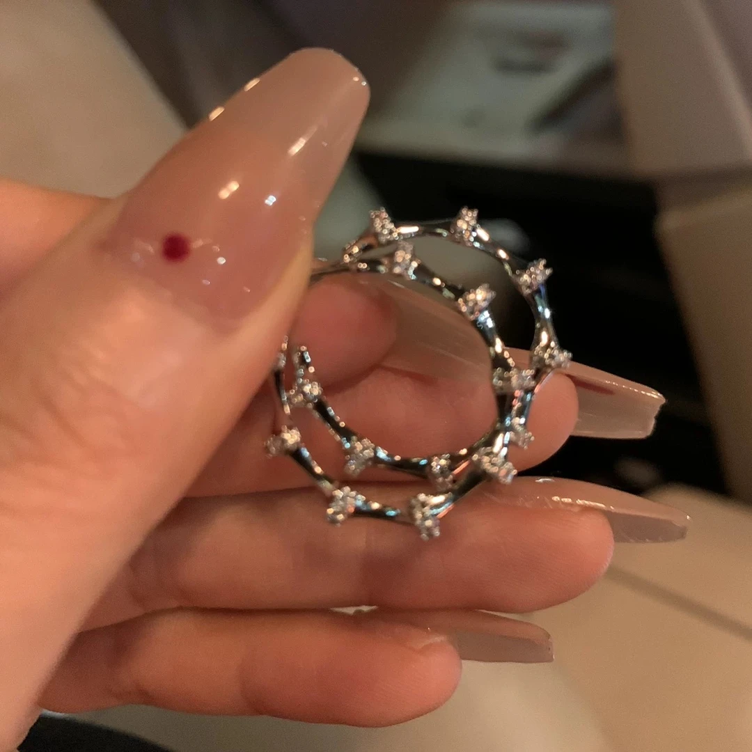 铜合金耳饰 竹节设计耳圈气质百搭耳环小众冷淡风高级感纯银耳钉