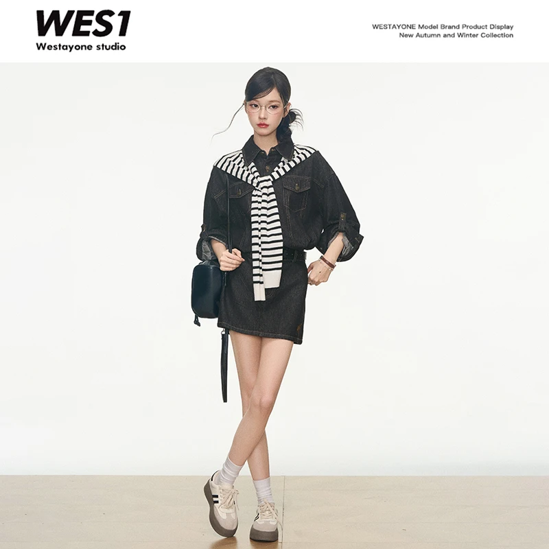 7.20新品 WESTAYONE水洗牛仔连衣裙短裙女2025新款小个子韩系通勤