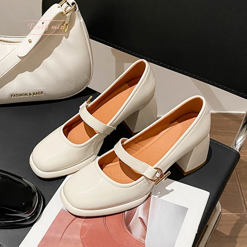 TOUCH MISS女鞋复古玛丽珍鞋中跟配旗袍仙女鞋法式粗跟高跟鞋女款