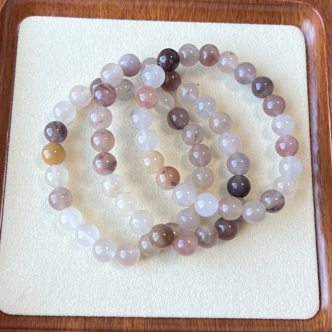 金丝玉紫罗兰色6mm石英岩玉圆珠手串手链    多样性发货
