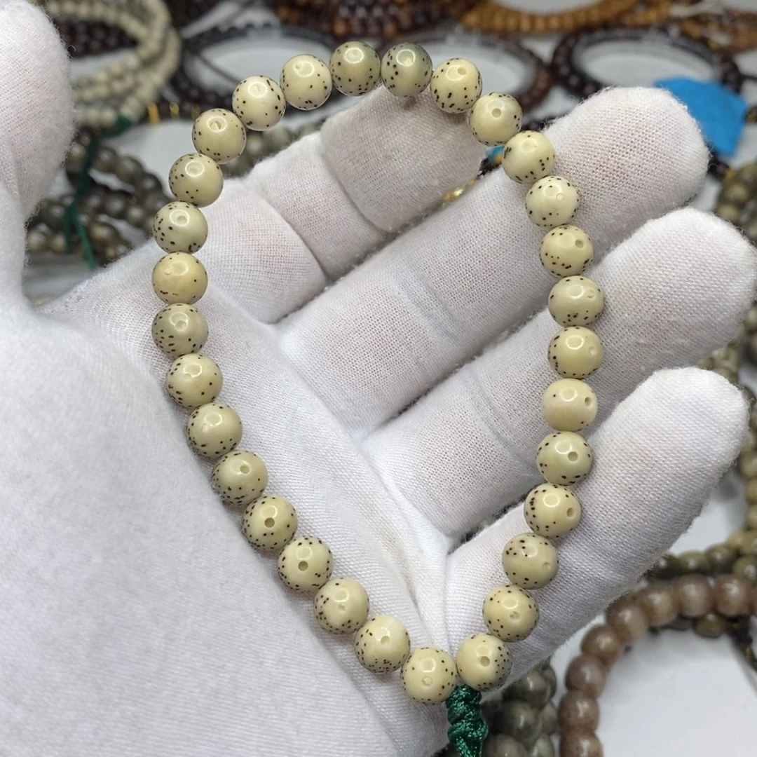 手串星月菩提星月菩提8*8骨瓷白月留白
