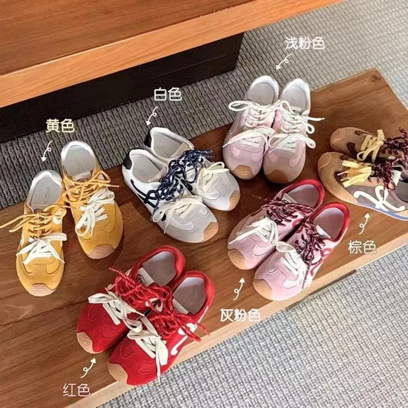 苏茵茵同款6cm内增高版~复古小歪头鸳鸯鞋带休闲鞋德训鞋女阿甘鞋