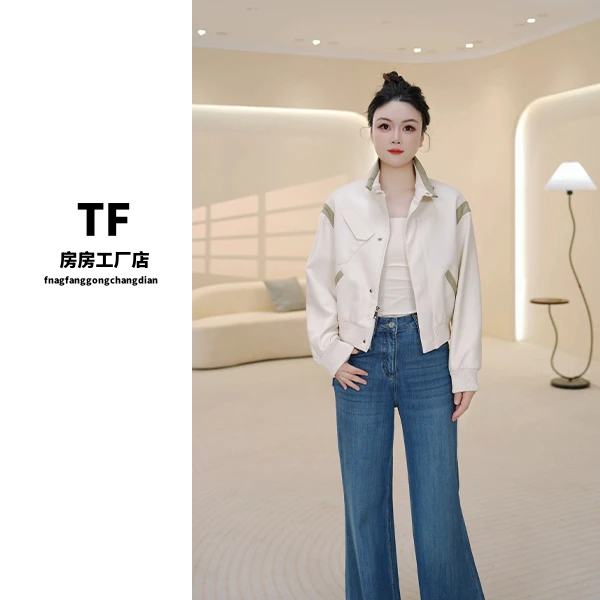 房房-8810-1 2025秋季新款撞色休闲皮衣外套休闲百搭女