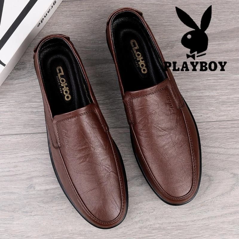 花花公子皮鞋男款鞋子潮流休闲时尚软底防滑商务一脚蹬懒人男鞋