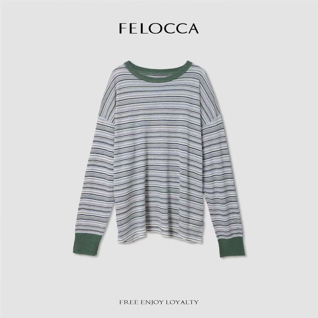 【FELOCCA】条纹美学小众设计休闲长袖T恤NYN-4308