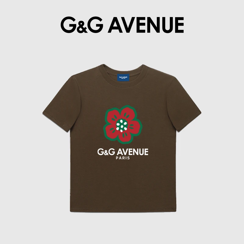 法国G&G AVENUE轻奢潮牌圆领正肩显瘦短款T恤女-GNT2413022