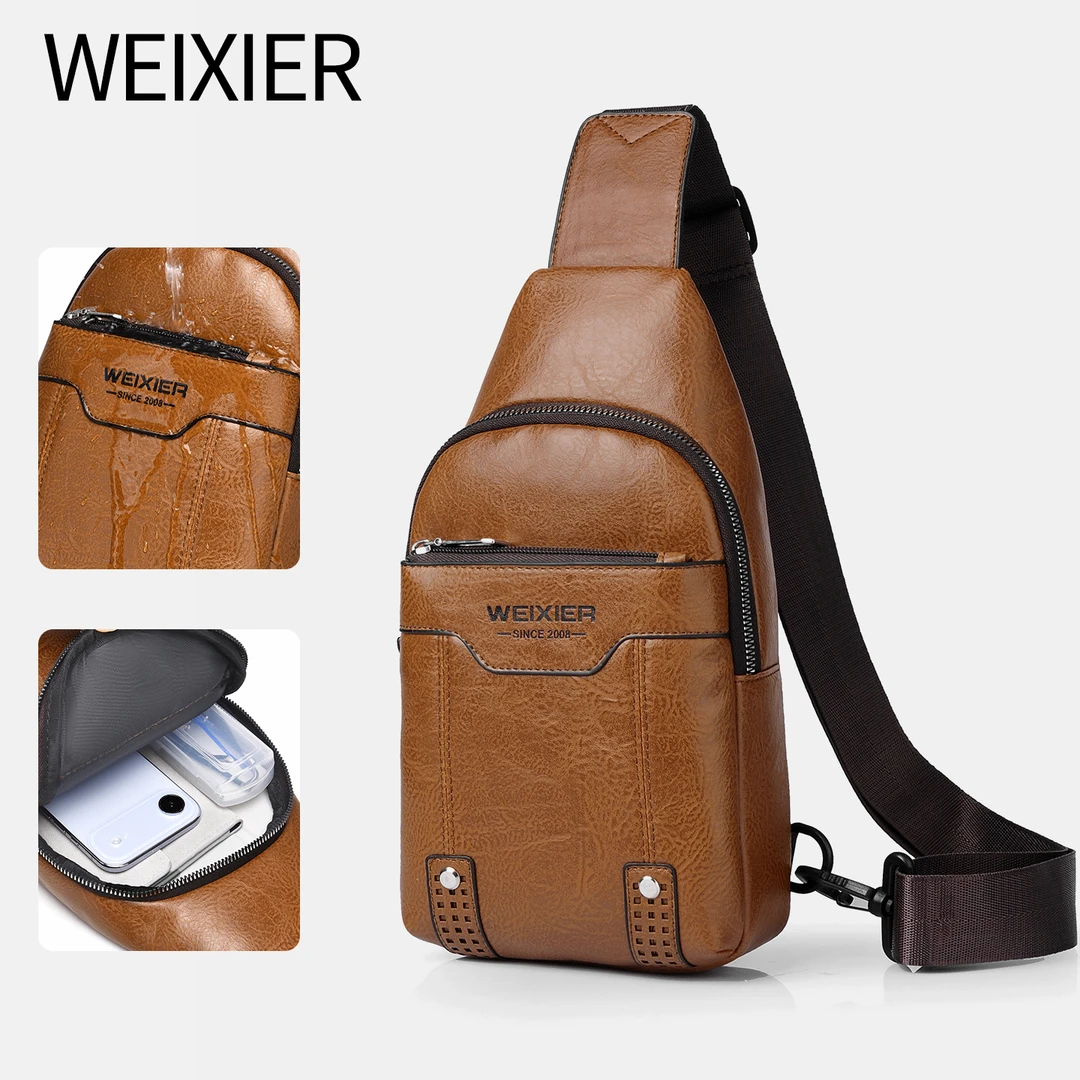 复古男士胸包斜挎包商务通勤软皮经典男包斜跨包轻便休闲肩包