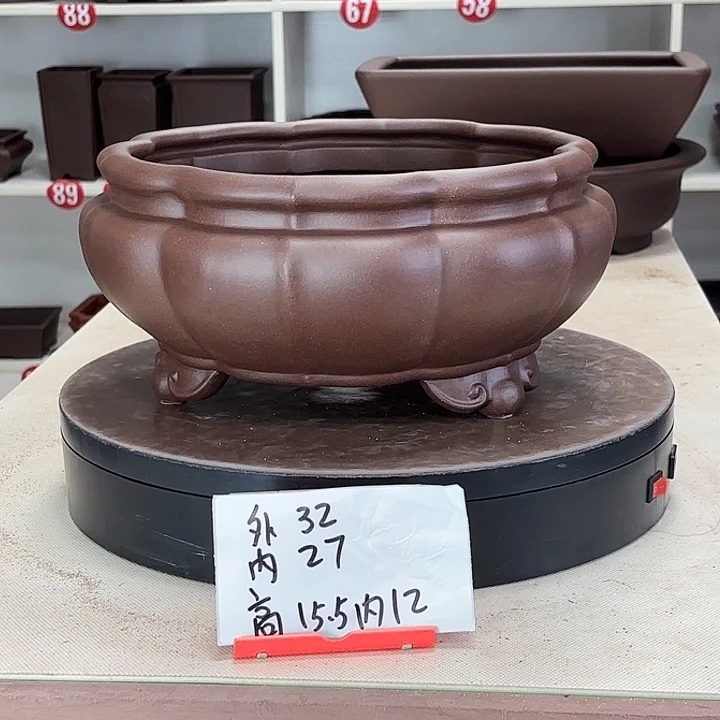 用***贵紫砂花盆南瓜菱形