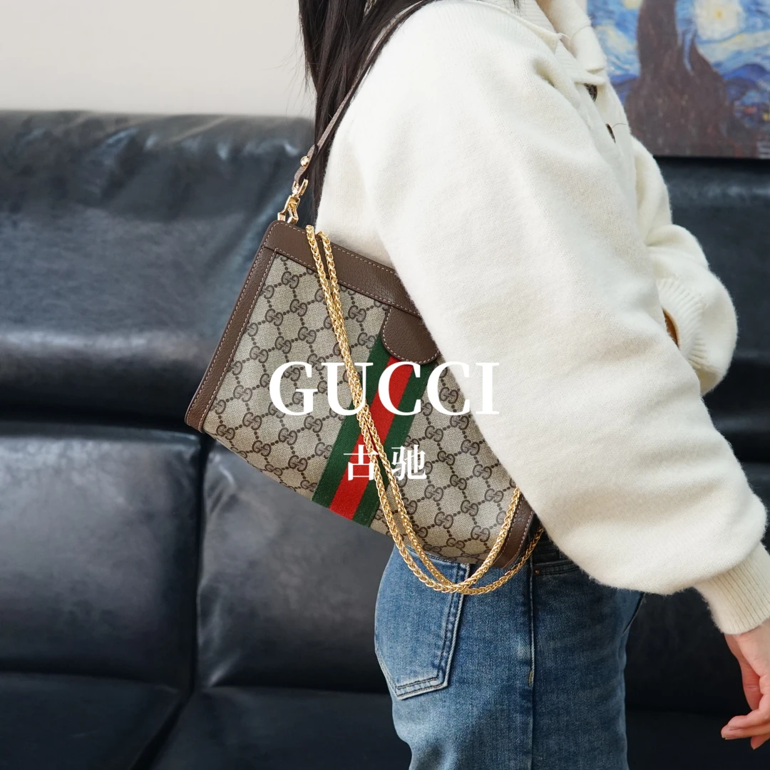 95新 GUCCI/古驰 老花链条包/JJ11709022/9022