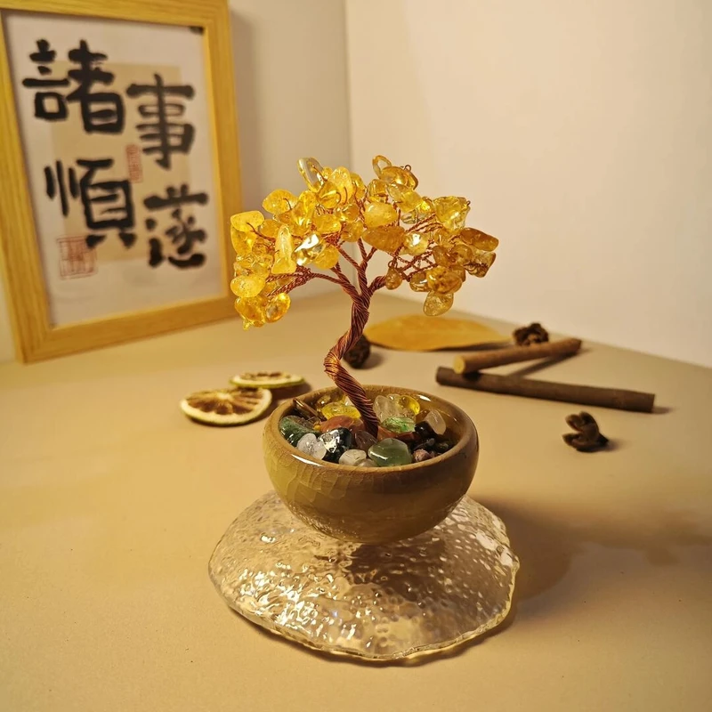 【手工】发财树摆件造型树桌面书房办公室床头创意礼物金色摆设
