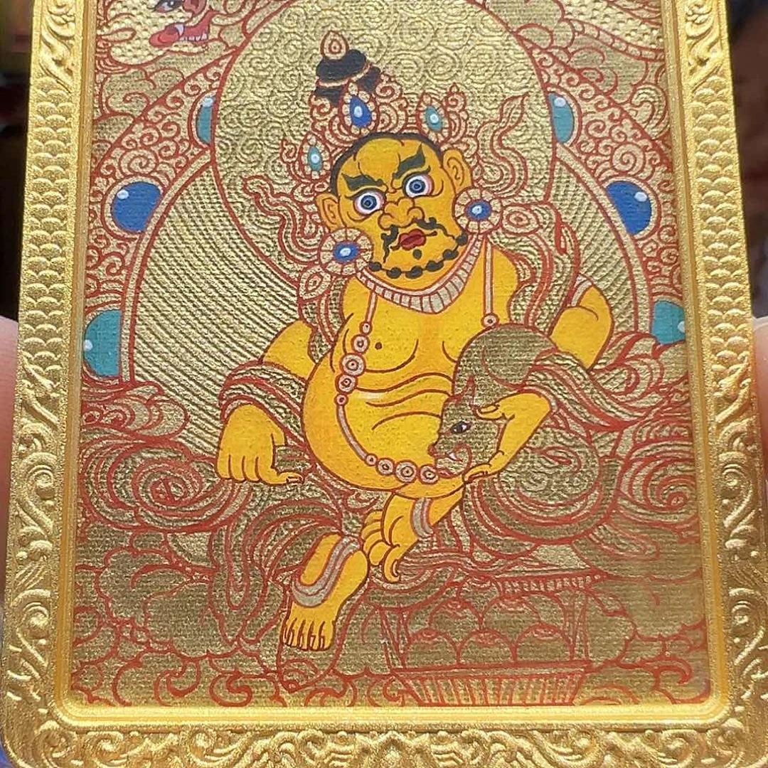 吊坠全手绘热贡唐卡黄财神