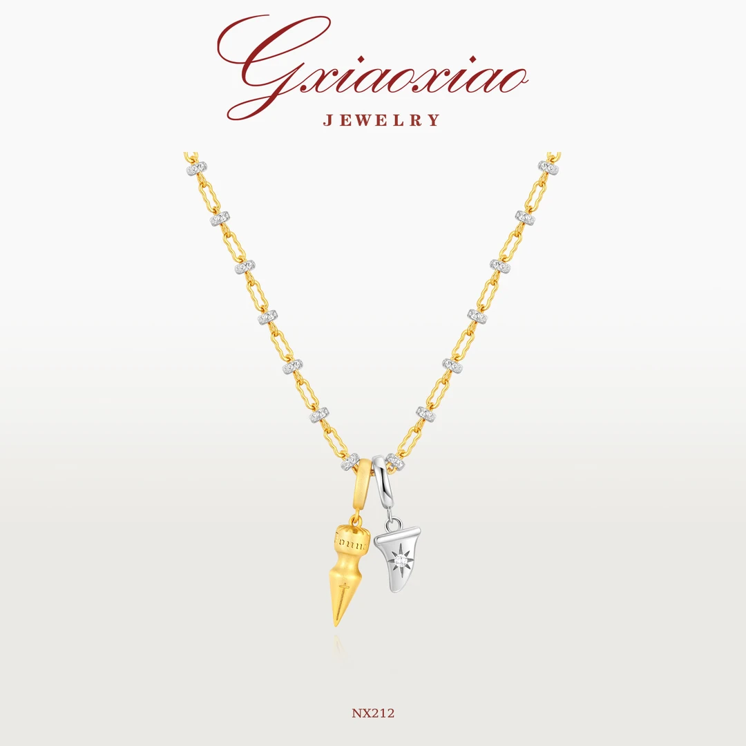 G XIAOXIAO 镀K金 法式气质高级感时尚百搭子弹头项链 NX212