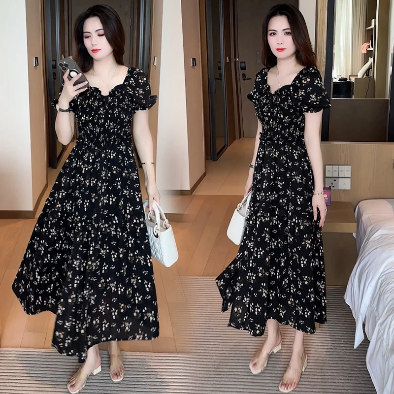 法式夏季连衣裙2025夏季新款妈妈装时尚洋气复古辣妈中长款裙子潮