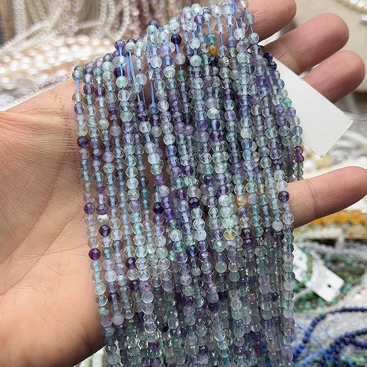 玛瑙/玉髓未镶嵌珠宝半成品一条3mm左右萤石刻面