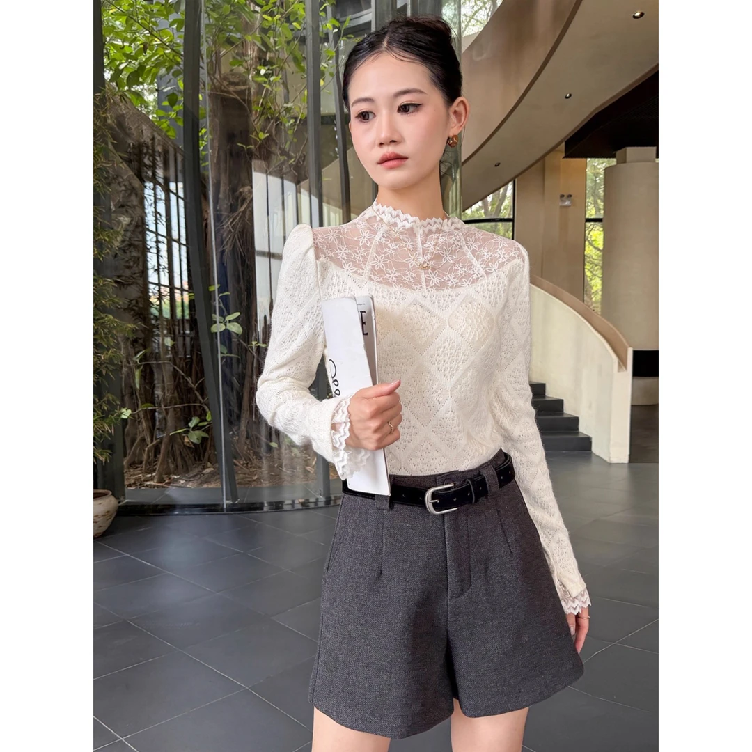 灰色毛呢短裤女外穿冬季小个子高腰百搭宽松直筒阔腿裤子2025新款