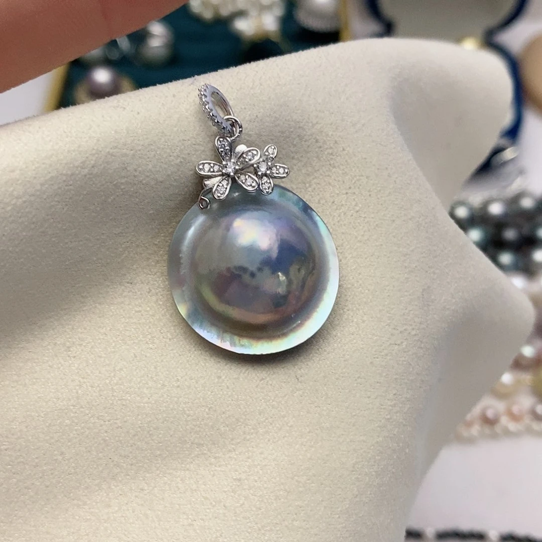 【闪购商品】拼合珍珠（马贝珠）颈饰银S925镶嵌30