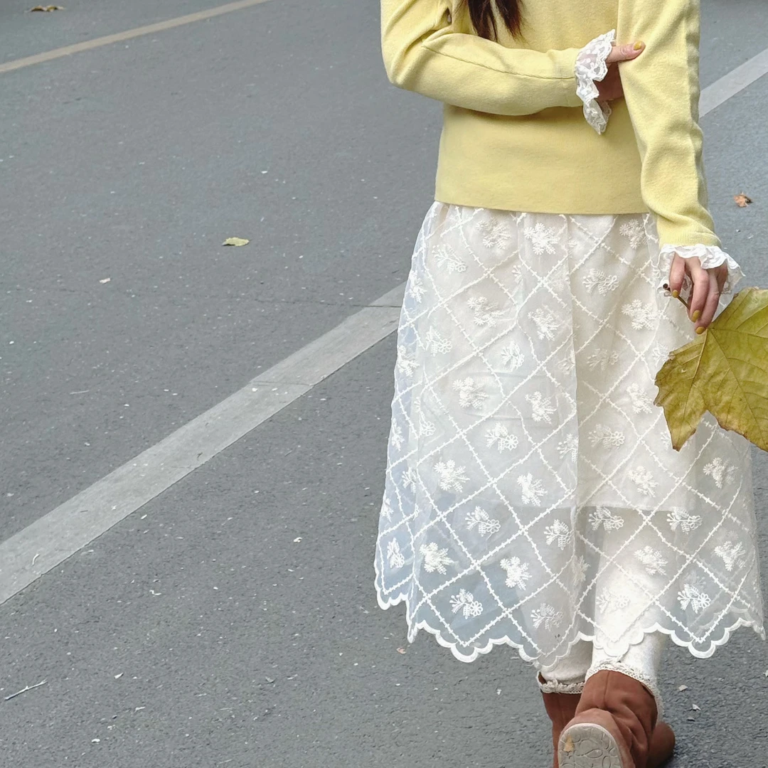 FF家自制仙里仙气 刺绣欧根纱半裙