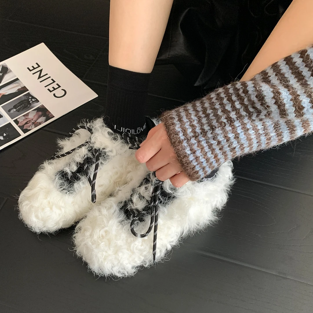 氛围感系带毛毛休闲鞋