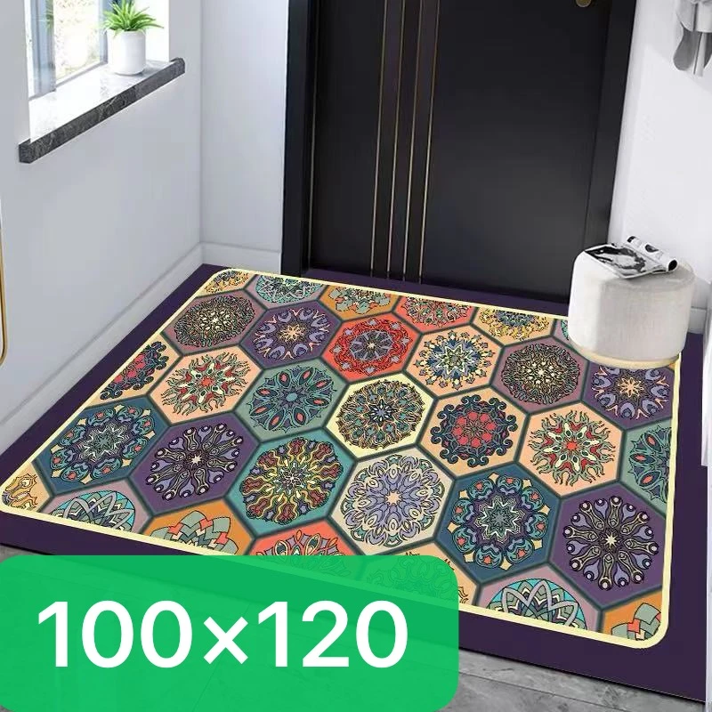 100*120加大入户门口垫厨卫吸水防滑好打理可裁剪可水洗紫色波斯