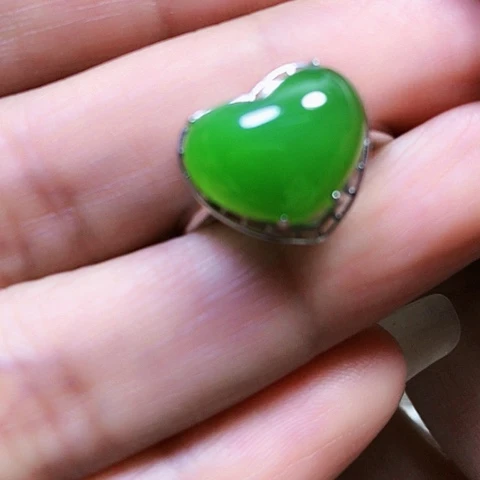 和田玉银S925镶嵌戒指